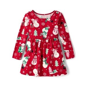 The Children’s place Holiday Dress with Snowman Print 18-24m